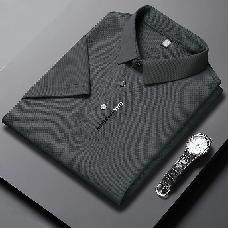 STORN Men's Short Sleeve Solid Color Polo Shirt Breathable Comfortable Elastic Top New Arrivals Casual Business Style