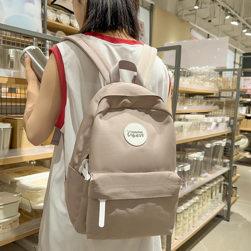 Women's Schoolbag Lightweight Backpack College Style High School Student Solid Color Backpack