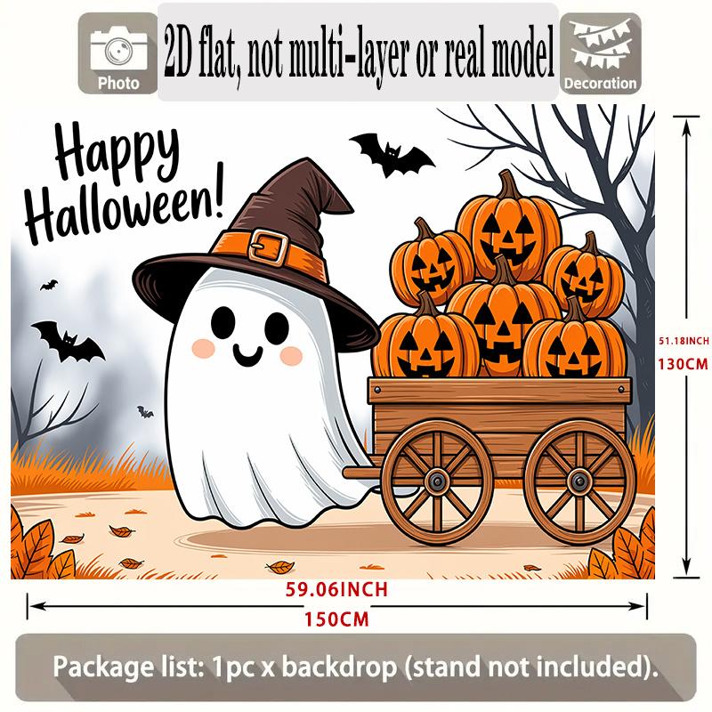 Party Backdrop Halloween Cartoon Flat Cute Pumpkin Hanging Winter Wedding Photo Background Decor Front Door Decor