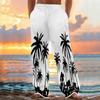 New Beach Men's Printed Casual Cotton Linen Loose Trousers