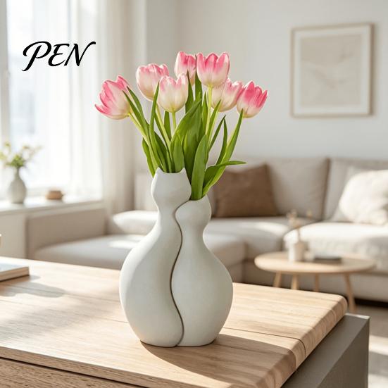 Artificial Flower Holder 3D Printed Cat Vase, Minimalist Nordic Style Arrangement Hugging Vase Decorative Couple Home Office Gift Artistic Tabletop