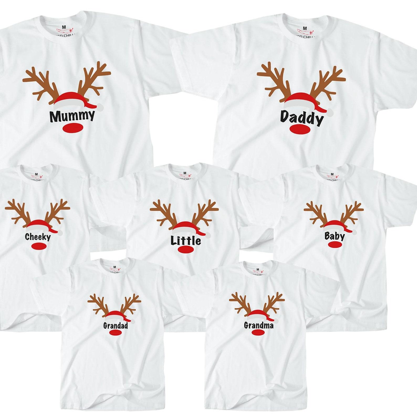 Personalised Christmas Reindeer Printed T-shirt S