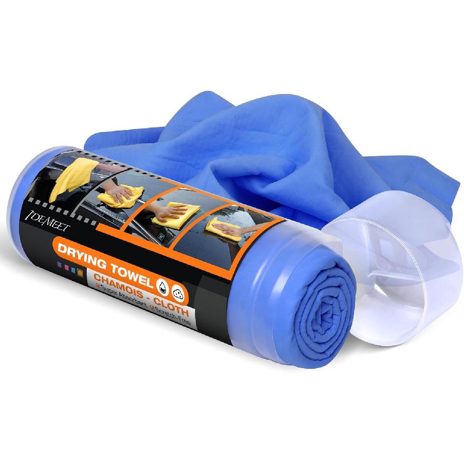 Premium Absorbent Car Drying Chamois Cloth Shammy Towel, 26''X17'' Large, Reusable For Vehicle, Bathroom, Dust Remove, No Spots/Streak/Scratch, Blue