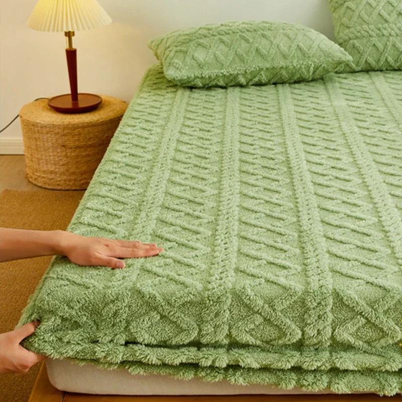 150x200/180x200/200x220cm Koralový Samet Prostěradlo Přehoz Mléčný Samet Ochranný Potah Matrace Zimní Plyšový Izolační Přehoz