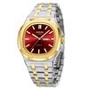 Men Square Wrist Watch Steel Strap Quartz Watches Waterproof Luminous Day Date Business Dress Watch for Men