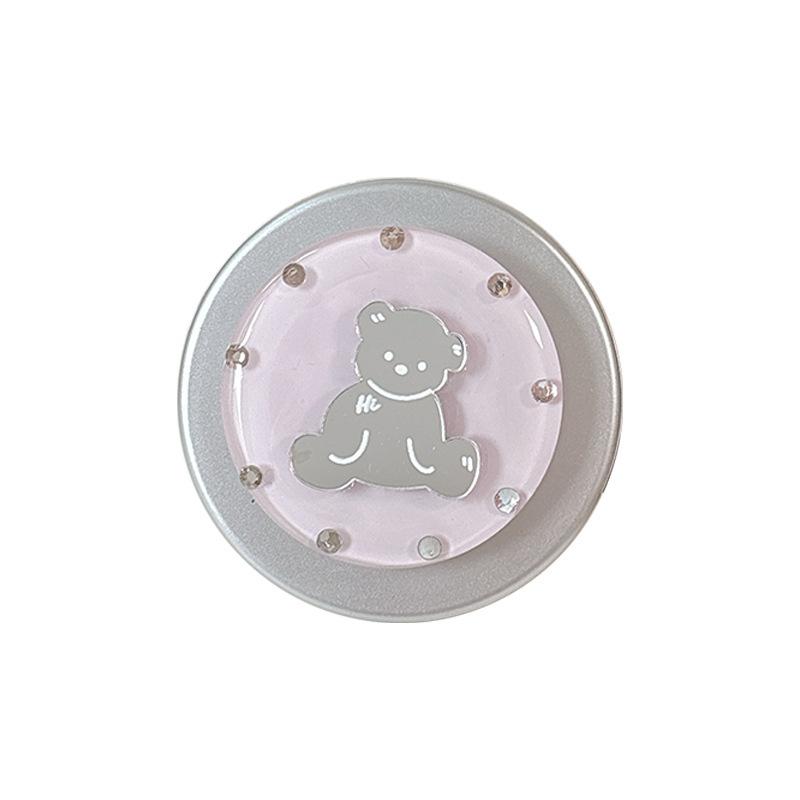 Little Fresh Girl Magnetic Attraction Applies To Magsafe Creative Round Ring Solid Color Round Bear Mirror