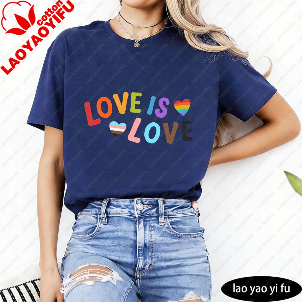 Inclusive Love Is Love Shirt Clean Cheerful Aesthetic Unisex Tshirt Lgbtq Pride Clothing Pride Month Unisex Casual Cotton TShirt