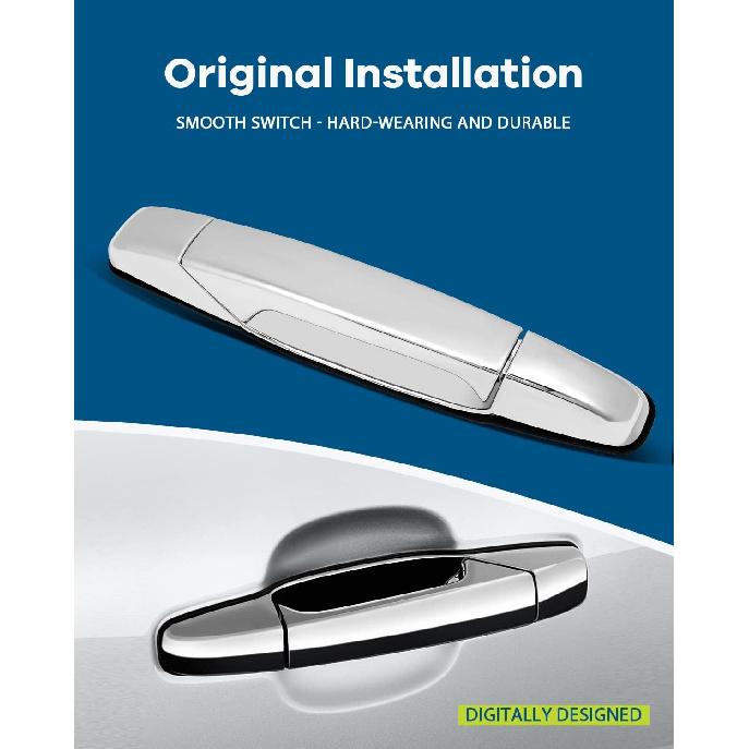 LUJUNTEC Klamka zewnętrzna drzwi - Pasażera z przodu po prawej stronie, Chromowana, Bezpośredni zamiennik dla 2007-2013 dla Cadillac dla Escalade, 2007-2013 dla GMC dla