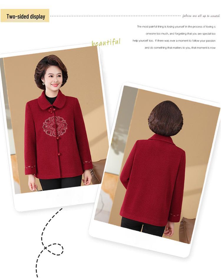 Mom's 2026 Winter Wool Coat - Mother-in-law's Formal Wear for Weddings, Autumn & Winter Style for Middle-aged and Elderly Women