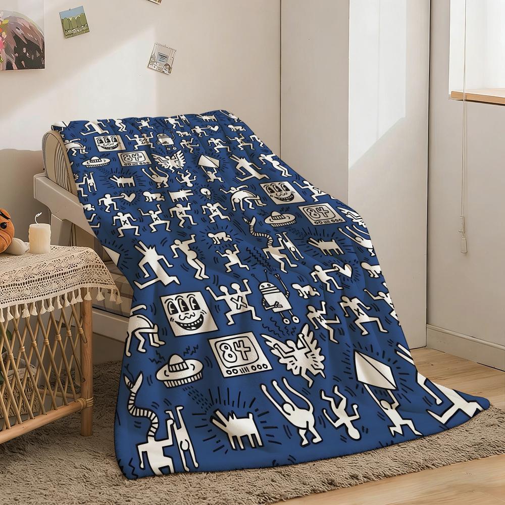 Artist K-Keith H-Haring Throw Soft Cozy Flannel Throw Blanket for Sofa Bedroom and More