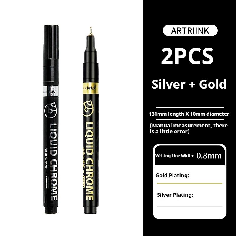 6/1pcs Chrome Pen Marker Reflective Mirror Electroplating Paint Repair Marker For Rock Ceramic Glass 0.8/1/2mm Nib Art Craftwork