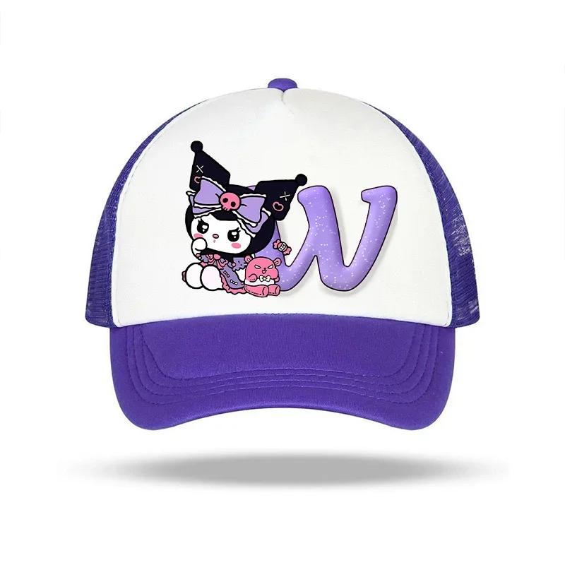 Kuromi Girls Baseball Caps English Letters Cartoon Hat Children Casual Hat Cute Sanrios Adjustable Peaked Cap Kids Birthday Gift