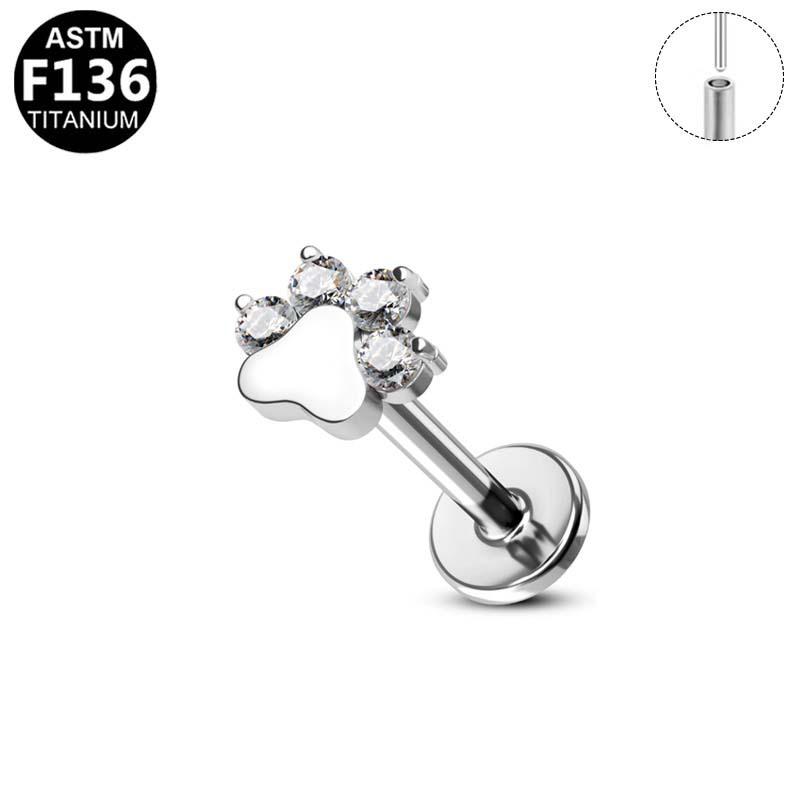 Elegant G23 Titanium Zircon Cartilage & Lip Piercing Stud