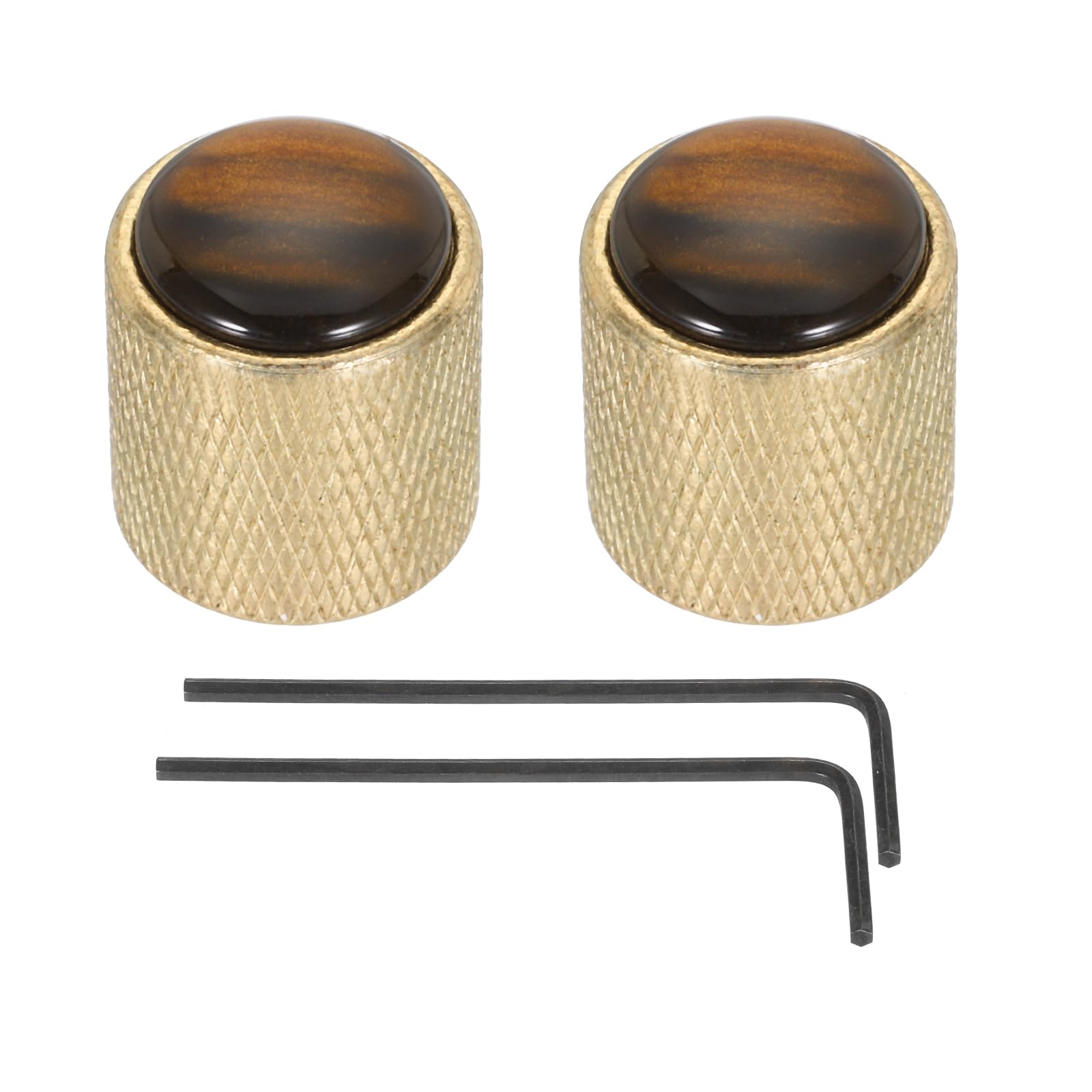 

uxcell Guitar Bass Dome Amber Gold for Electric Guitars and Includes 2 Internal Hex Wrenches Knob, Top, 6mm, Metal, Volume/Tone Control, Basses,