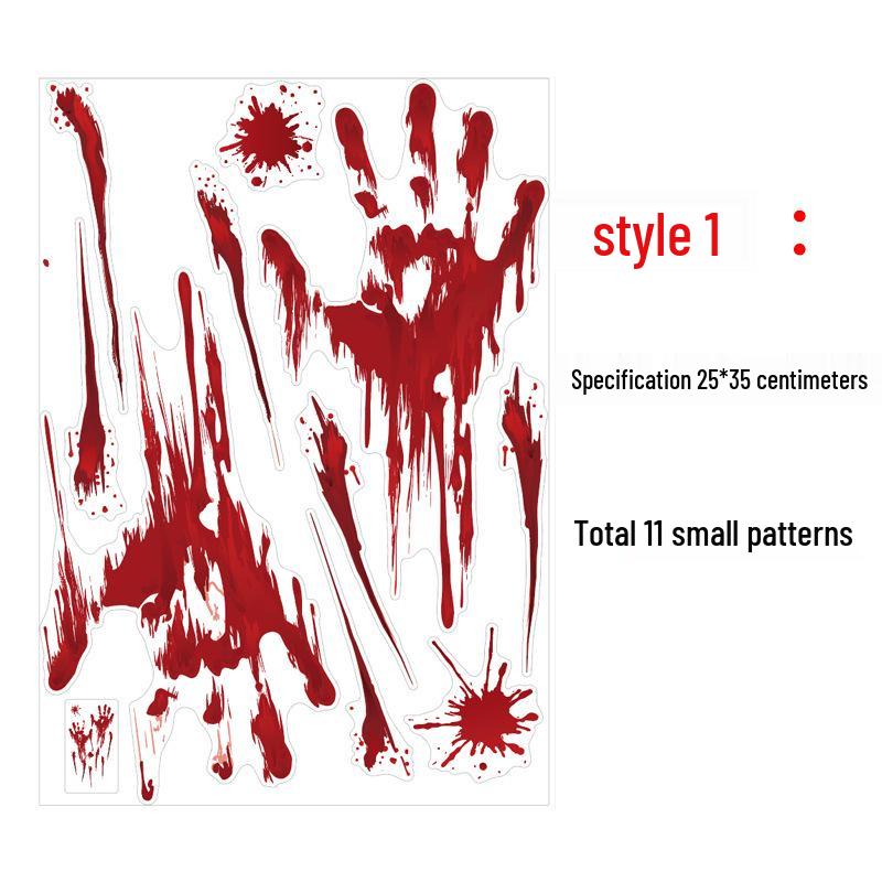 Halloween Blood Handprint & Bat Wall Stickers