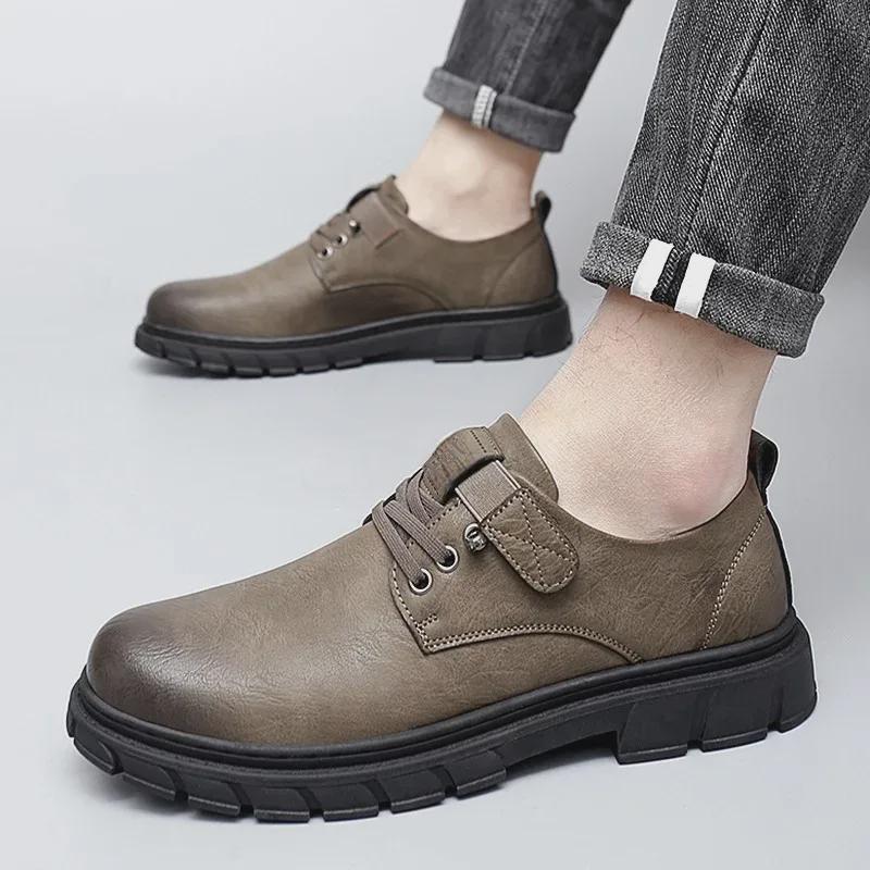 Men's Leather Slip-On Work and Casual Shoes with Toe Protection