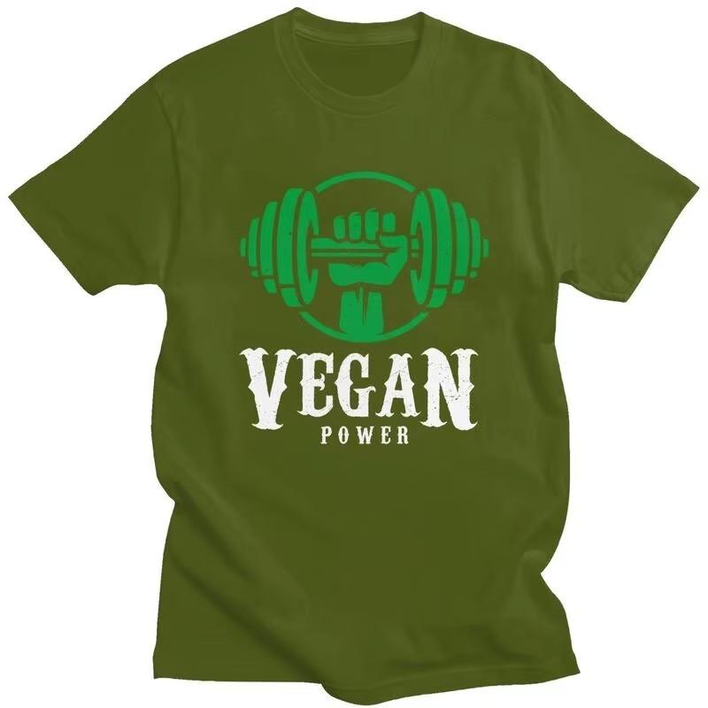 Vegan Power Graphic Tee for Unisex Short Sleeve Pure Cotton Breathable T-Shirt