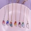 Fairy Gradient Resin Butterfly Pendant Necklace Women Gold Alloy Rhinestone Glitter Simulated Wing Choker