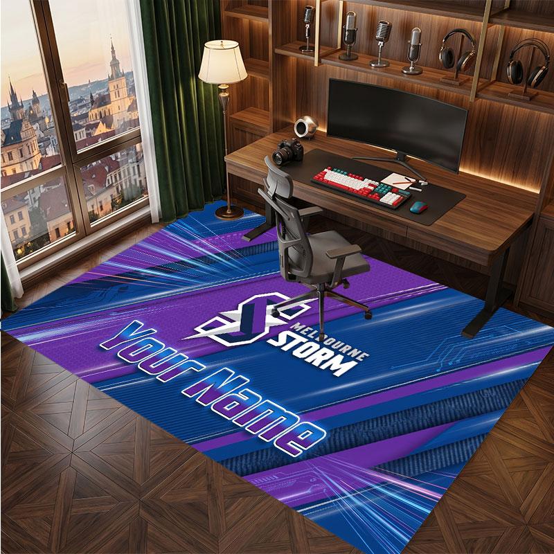 Melbourne Storm Personalized Crystal Velvet Carpet, Customized Name Text Soft Anti‑Slip Rug for Living Room Bedroom