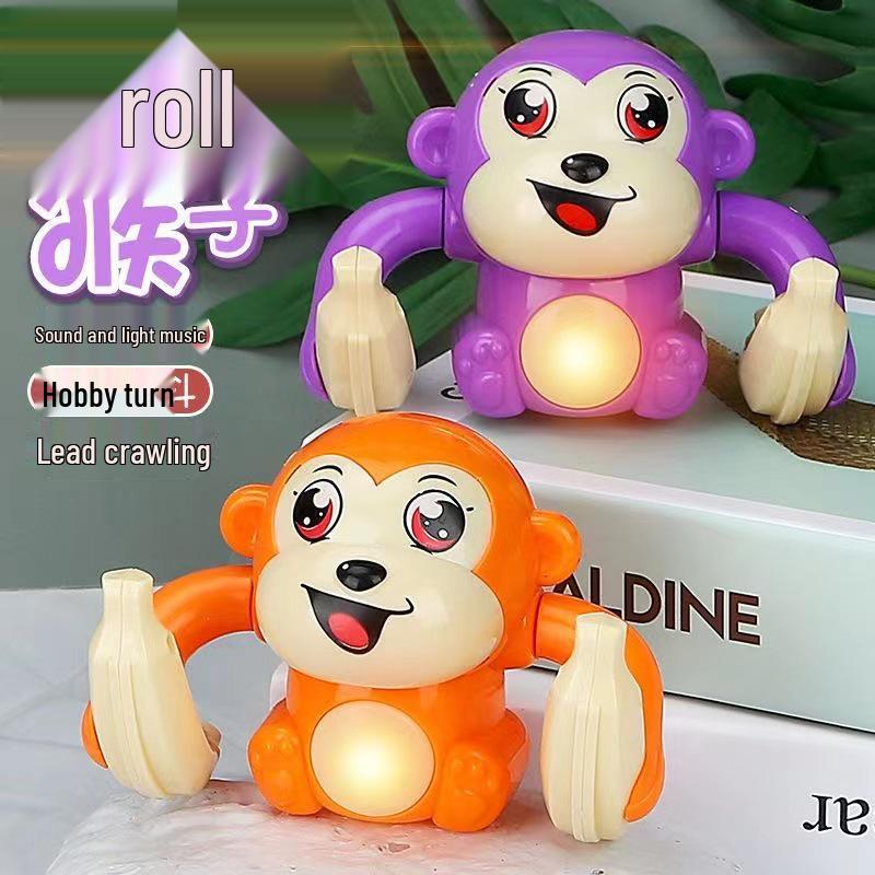 TikTok Electric Tumbling Monkey Toy for Kids – Early Education Light Music Somersault Crawling Monkey