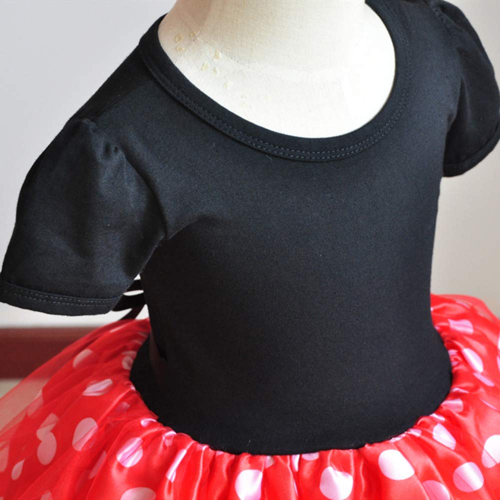 [CQDY] Princess Dress (Children's Dress + Headband) - 2-Piece Set: Minnie Mouse-Style Cosplay, Polka Dot Pattern, Tutu Skirt, Kids Dance Costume, Mick