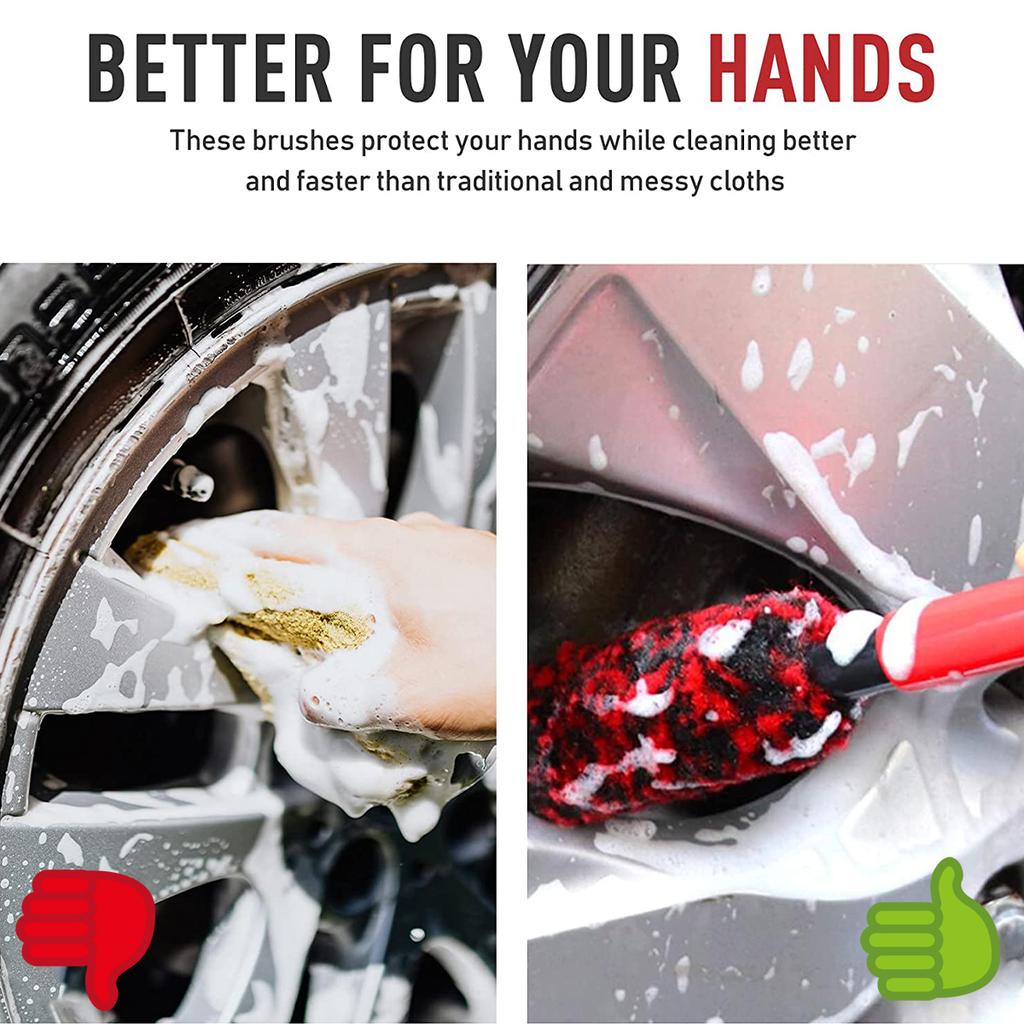 New Car Wheel Cleaning Brush Nylon Car Wheel Rim Detailing Brush with Long Handle Bendable Car Cleaner Brush Synthetic Wool Car