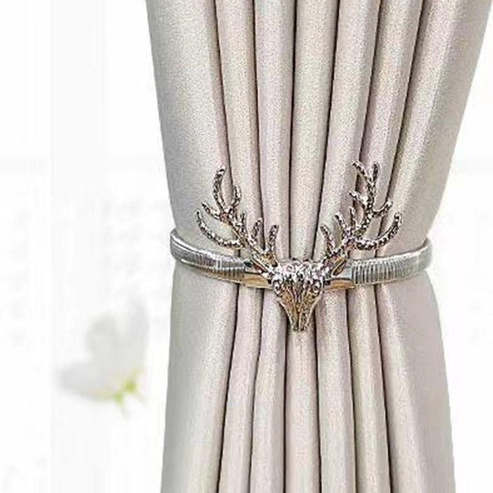 Elk Feather Curtain Tieback Leaf Peacock Peony Elastically Curtains Tie Backs Fashion Curtain Rope Holder Hooks Binding Strap