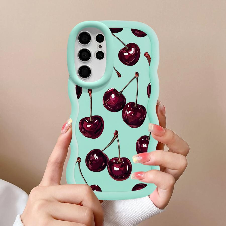 Weiche Handyhülle für Samsung Galaxy A25 S23 Plus S24 A26 S20 FE S22 Ultra S25 S21 A24 A54 A35 A55 A36 A34 Frucht Kirsche