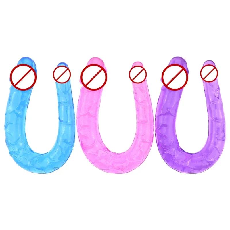 Adult Supplies Sex Toy Double Ended Realistic Dildo Flexible Jelly Dildos Penis Cock Anal Butt Plug Massager G-spot Stimulation