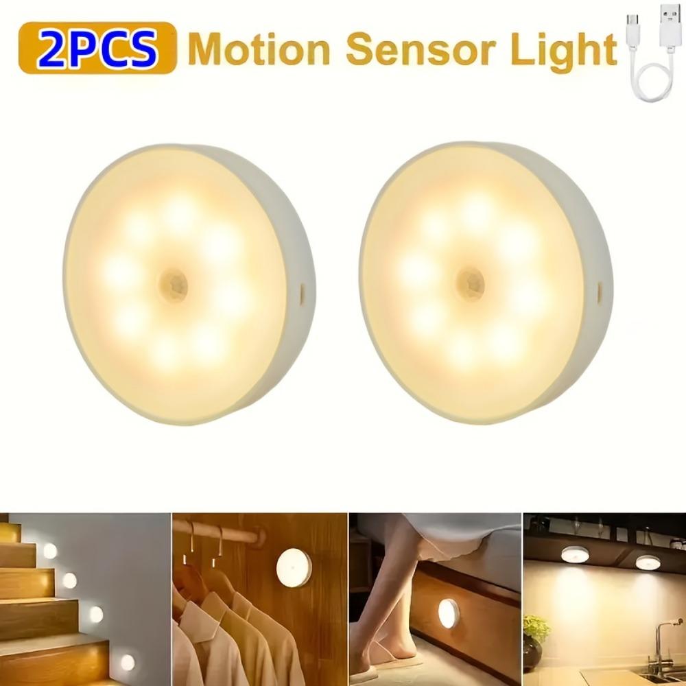 

2/4 шт. Магнітні нічники з датчиком руху, USB-зарядка, Офісне освітлення, Освітлення для шафи, Освітлення для шафки, Освітлення для винної шафи