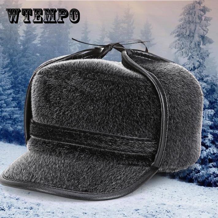 Мужская плоская кепка, мужская меховая военная шапка с ушками, мужская ...