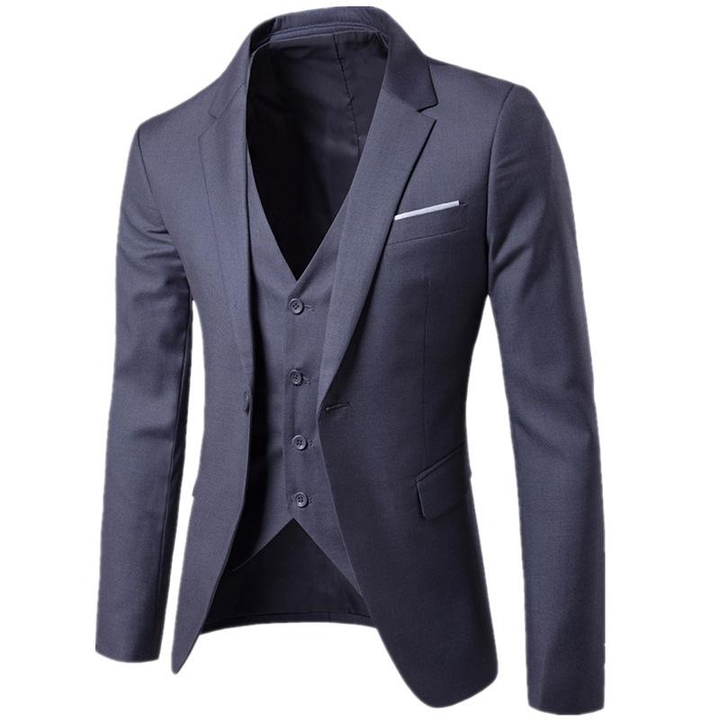 Men S Slim Fit Casual Suit Jacket Long Sleeve Solid Color
