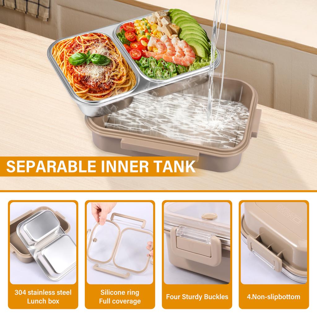 Lunch Box Stainless Steel Bento Box Food Storage Container Student Leakproof Sealed Meal Box for Office Work and School Camping