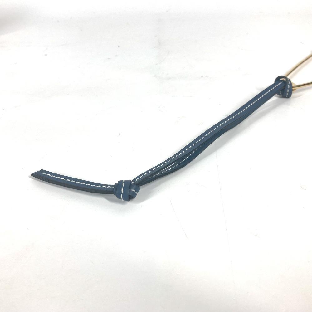 LOEWE Accessories Brooch Metal / Leather Gold/blue Unused