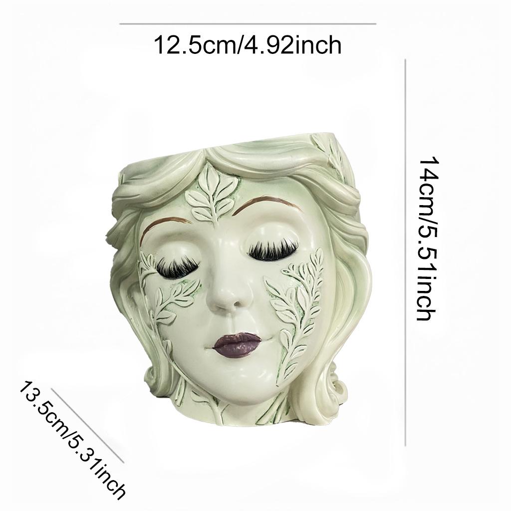 One Vintage Goddess Head Planter, Hand-Painted Resin Face Flower Pot, Indoor Outdoor Garden Decor Home Ornament with Boho Artist