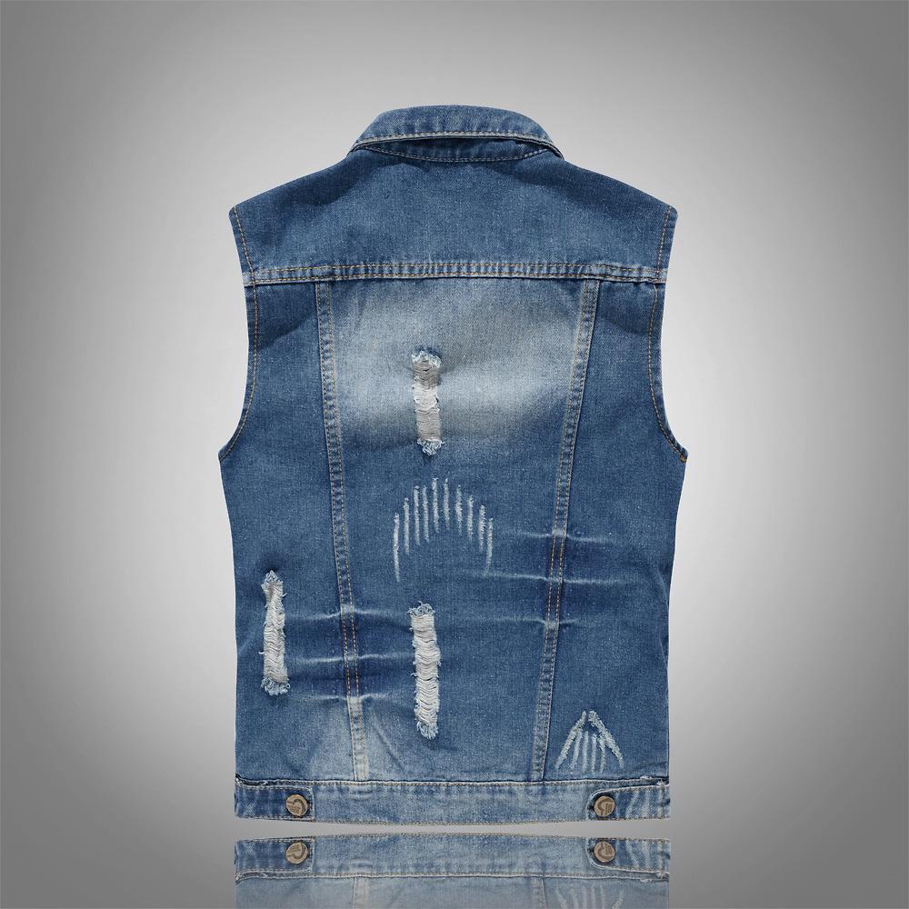 Cool Korean Slim Fit Embroidered Denim Vest for Men - Trendy Casual Style