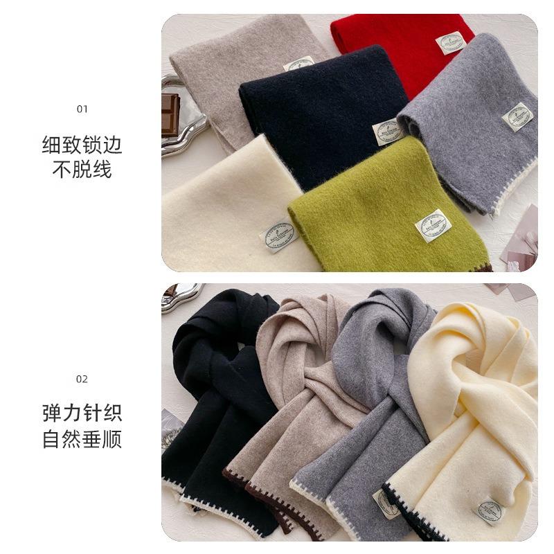 White wool versatile soft waxy knitted scarf women's winter warm long scarf casual couple