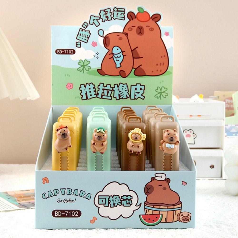 Retractable Capybara Eraser Portable Pencil Rubber Traceless Push Pull Eraser  School
