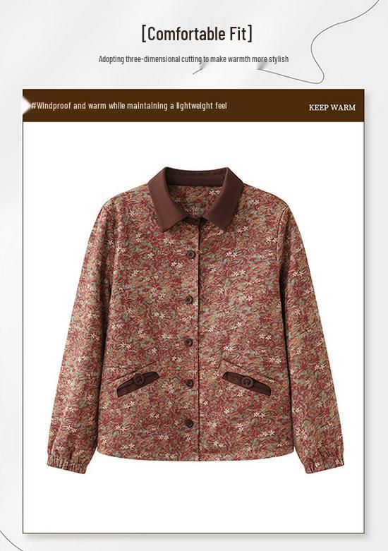 2026 Stylish Spring/Autumn Jacket for Middle-Aged & Elderly Women: Loose, Slimming Fashion Coat