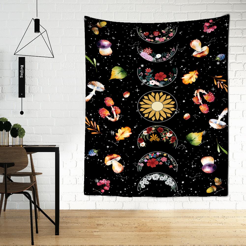 Фаза Луны Цветочный Гобелен Настенный Психоделический Колдовство Богемный Стиль Хиппи