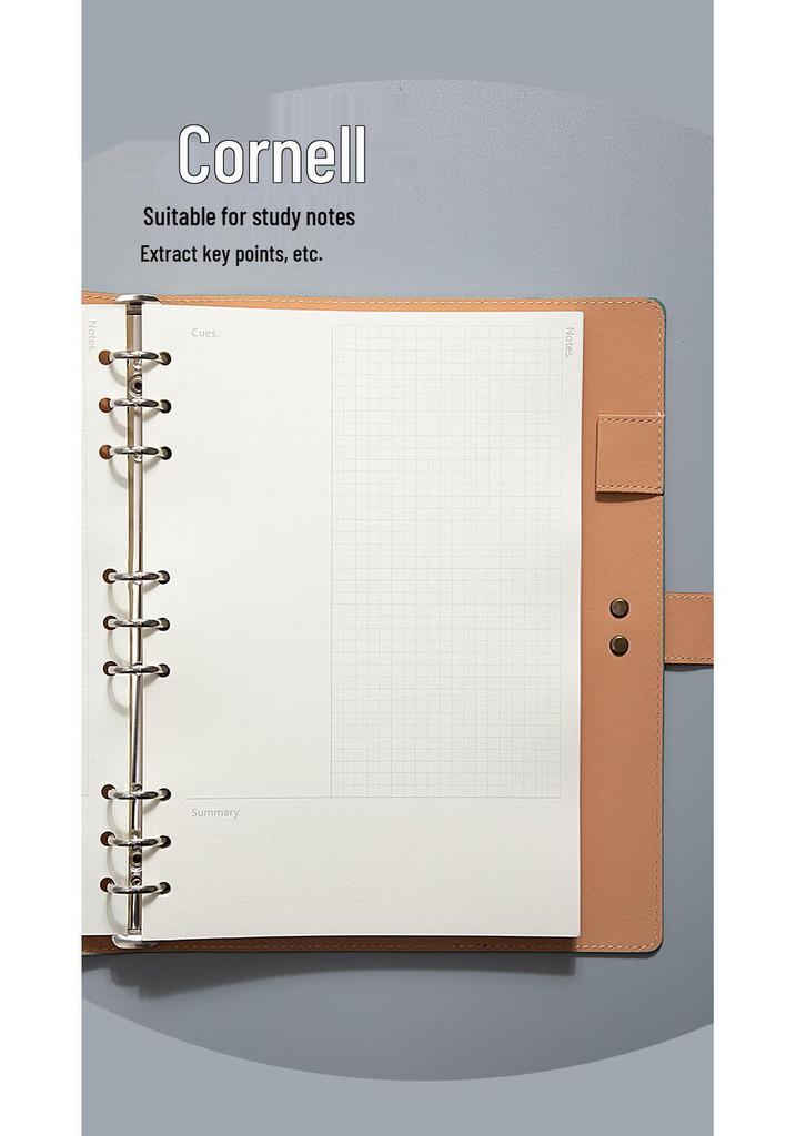 A4 Retro Leder Notizbuch mit Magnetverschluss - Unifarbe, Herausnehmbares kariertes Notizbuch