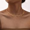 Vnox Minimalist Stainless Steel Line Wave Necklace Choker For Women,Gold Plated Large Hoop,Fashion Ear Hand Neck Jewelry Set