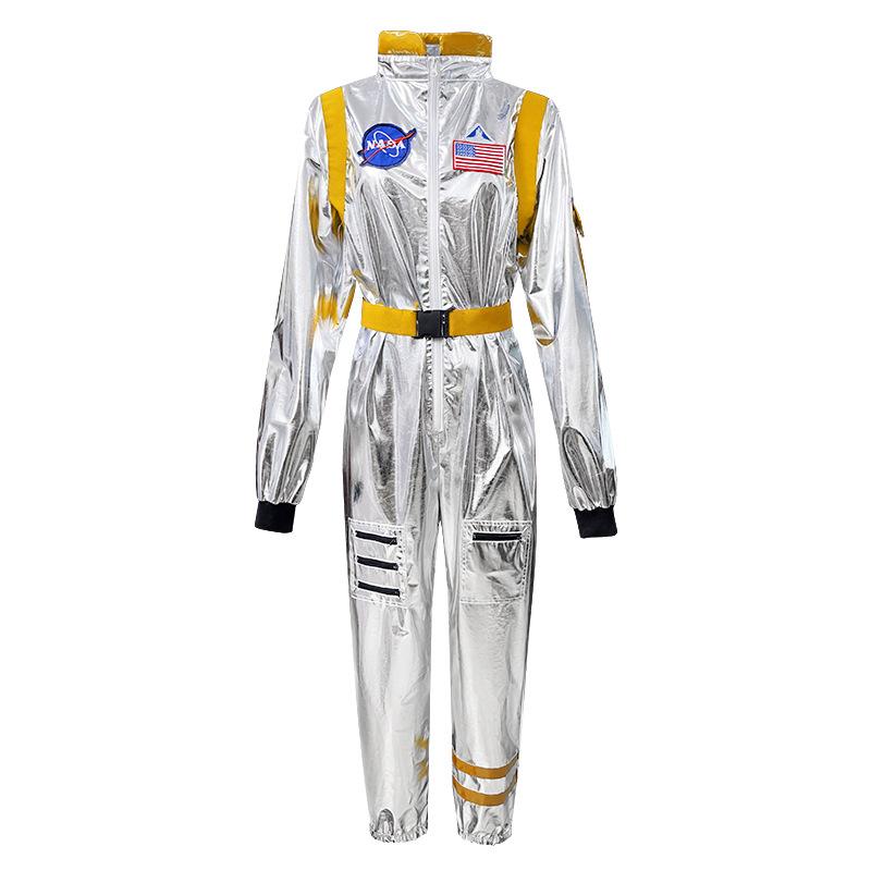 Halloween adult space costume silver spacesuit pilot stray earth party play jumpsuit