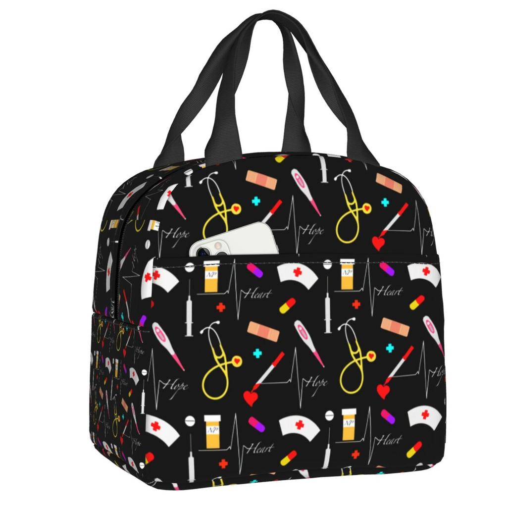 Custom Enfermera En Apuros Doctor Nurse Medicine Insulated Lunch Tote Bag for Women Resuable Cooler Thermal Bento Box Children