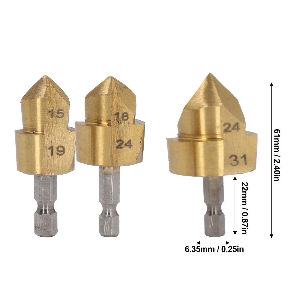 3pcs Hexagon Shank Water Pipe Expansion Drill 1/4 Inch Hex Shank Stepped Drill Bit  PPR Water Pipe