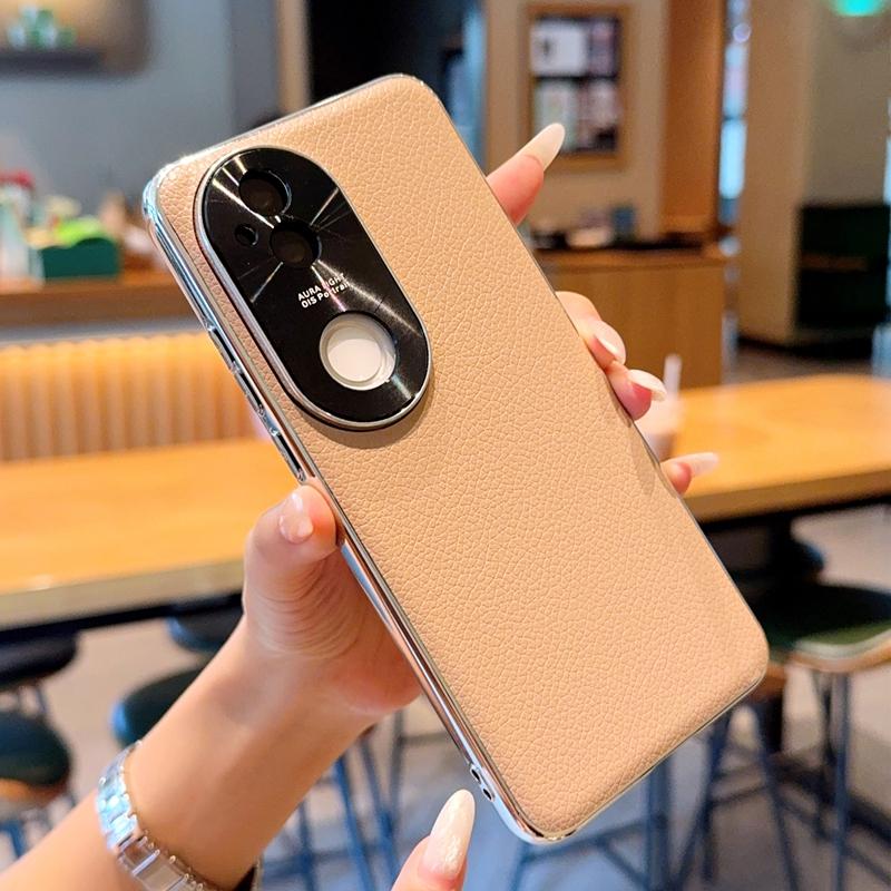 For Vivo V31 5G/V40 Pro/V50/V50 Pro/V60/X200 FE Case Lychee Pattern Leather Metal Alloy Camera Frame Protection Back Case Cover