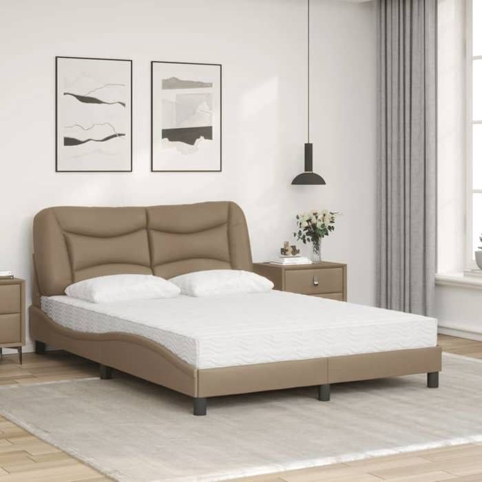 VidaXL Lit avec matelas cappuccino 120x200 cm similicuir 3208714