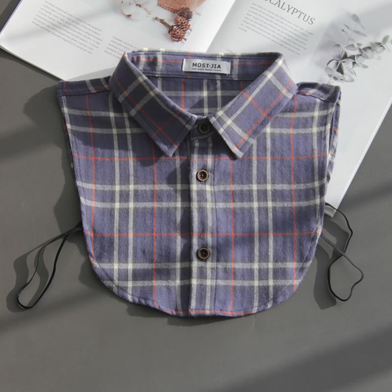 Plaid Fake Collar Shirt Children Print Collares Mujer Cotton Detachable Collar Choker Kids Boys Girls Removable Half Shirt