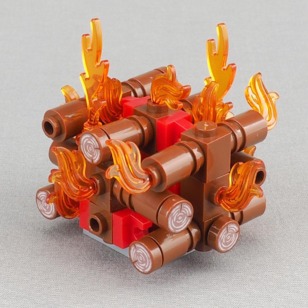 DIY Mini-Flammenwerfer Waffe Lagerfeuer-Fackel Wachturm Ziegelstein Zubehör für Baustein-Figuren