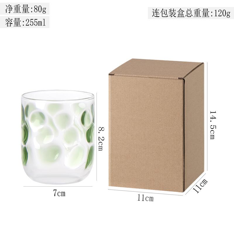 

Colorful Candy Dot Glass Cup Transparent Water Bottle for Juice Milk Breakfast 301-400ml